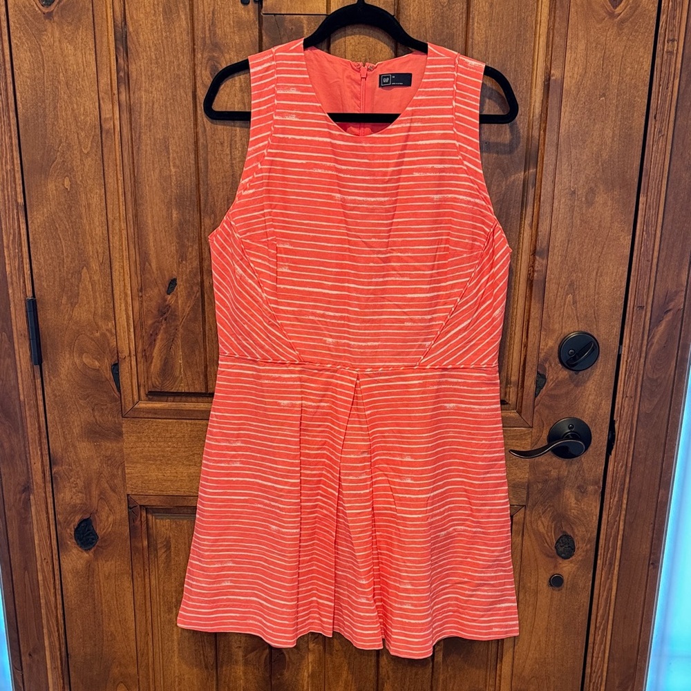 GAP Coral and White Striped Dress